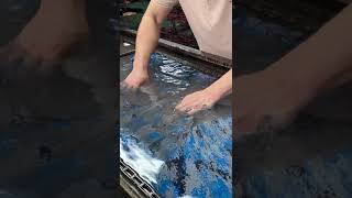 Factory assembly line water transfer graffiti hydrographic craftshorts printing diy shorts [upl. by Nnitsuj863]