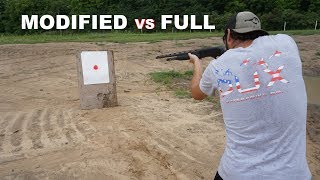 MODIFIED VS FULL CHOKE Shotgun Pattern Testing [upl. by Walliw]