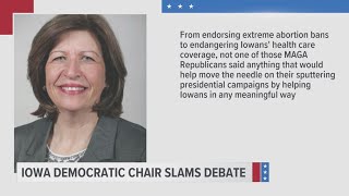 Iowa Democratic chair slams fourth Republican debate [upl. by Begga533]