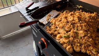 Shrimp Fried rice recipe on the black stone [upl. by Drusy]