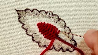 Two Fresh Stitches for Beautiful leaf Embroidery For Beginners Embroidery Designs for Beginners [upl. by Macdermot]