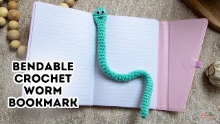 How to CROCHET a Bendable Worm BOOKMARK  December 15th of the Advent Calendar MCAL [upl. by Nnaylloh]