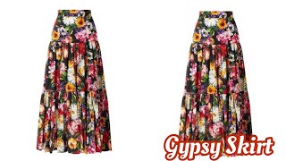 HOW TO MAKE A GYPSY SKIRT IN 15 MINS FOR BEGINNERS  TIERED SKIRT  GYPSY SKIRT GYPSY SKIRT DIY [upl. by Soilisav670]