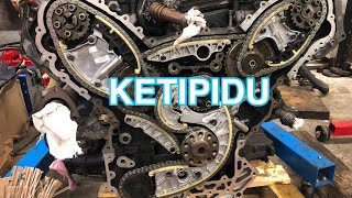 Audi 30TDI timing chain replacement  Audi 30TDI ketivahetus [upl. by Eenahpets]