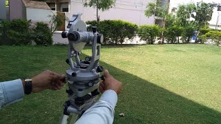 Part1 Theodolite Surveying In Hindi Parts of Theodolite Varnier scale [upl. by Ecnadnak]