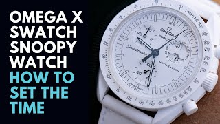 How to set the Time on the Omega x Swatch Snoopy Watch  Mission to the Moonphase Swatch Tutorial [upl. by Ydda]