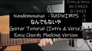 Nandemonaiya Guitar Tutorial  Easy Chords Plucking  RADWIMPS  なんでもないや [upl. by Anola]