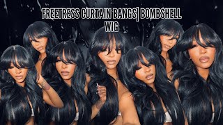 Freetress Curtain Bang Wig  Bombshell Synthetic Lace Wig [upl. by Tobey]