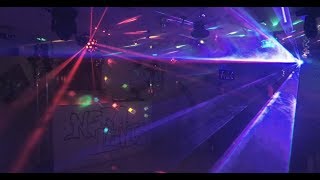 Home Disco Lights synchronized to Music 6 Scanners Moving Heads Lasers DMX controlled [upl. by Elgna]