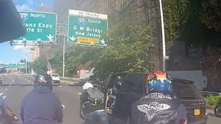 Watch Biker gang chases beats SUV driver in NYC [upl. by Melli]