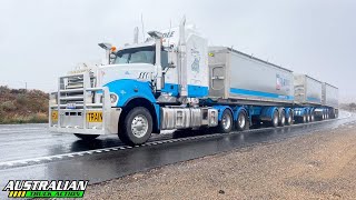 Kenworth T909 K200 and Mack road train uphill run [upl. by Aztiray]