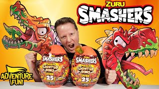 Zuru Smashers Mega Light Up Dino Over 25 Surprises Series 4 With TRex Adventure Fun Toy review [upl. by Ttesil]