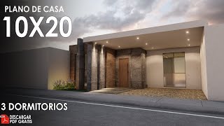 Plano de casa de 10x20 metros de un piso [upl. by Orbadiah775]