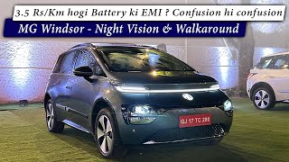 MG Windsor Night Vision  35 RsKm for Battery All Confusions Explained amp Walkaround WINDSOR 2O24 [upl. by Tiraj]