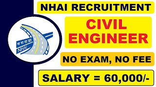 NHAI Recruitment for Civil Engineer 2021  Salary 60000  Final Year  Latest All India Jobs [upl. by Erialc]