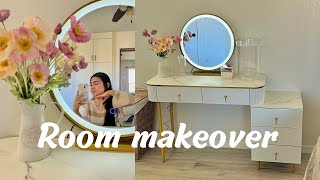 ♡el mejor vanity♡ 90 dlls en TEMU room makeover 🏹✨🍂🪴 [upl. by Nerval367]