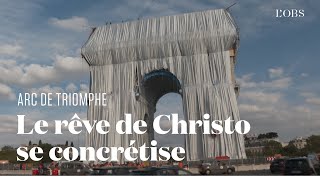 LArc de Triomphe recouvert dun tissu imaginé par lartiste Christo [upl. by Gaudet]