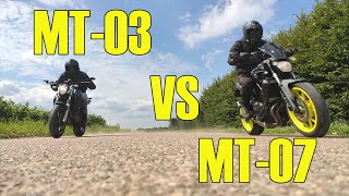 Yamaha MT03 vs MT07  DRAG RACE [upl. by Clinton]