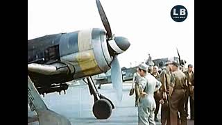 Fliegerhorst airfield AnsbachKatterbach Germany May 1945 HD Color Footage [upl. by Ahseikan119]