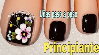 Uñas decoradas para pie principiantes fácil de hacer paso a pasodecoración de uñas pies en negro [upl. by Marsha]