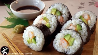 How to make SUSHI at home Simple and Easy SUSHI recipe for beginners  Yummy Food World [upl. by Arsi]