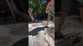 Spreading Crusher Dust in Brisbane Backyard TK style artificial Grass process [upl. by Gnivre]