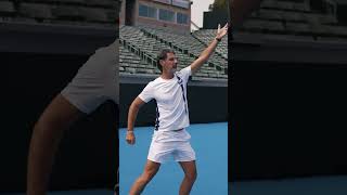 Finding a proper RHYTHM ON THE SERVE w Milan Tyson tenniscoach tennis tennis101 [upl. by Meadow858]