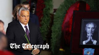 Hungarys Prime Minister Orban pays his respects as Gorbachev is denied a state funeral [upl. by Eirret]