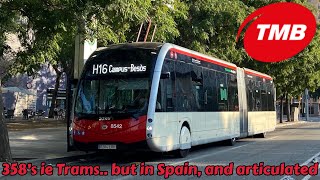 358’s Irizar ie trams but in Spain  Bus Journey On The H16  TMB Irizar ie Tram 8542 [upl. by Nicky903]