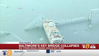 LIVE Aerials showing the damage at Baltimores Key Bridge collapses [upl. by Choong]