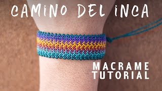 Pulseras de hilo ancha  camino del inca  tutorial macrame BY ARTEMANUAL [upl. by Chae396]