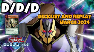 DDD Duel Links  March 2024 Ranked Duel Replay and Decklist YUGIOH [upl. by Annatsirhc]