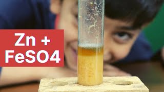 Zinc reaction with Ferrous Sulphate FeSO4  Displacement Reaction  Chemistry [upl. by Varden]