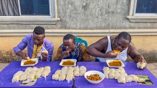 Fufu Eating Competition  3 men vs 39 wraps of fufu  Oji is back [upl. by Bartko]