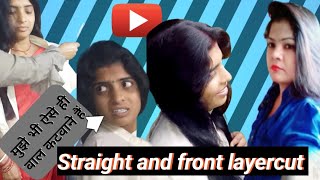 straight cutting and front layer 💞haircut hairstyleshortvirallongshorts aradhnajeshu makeover [upl. by Flin]