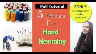 5 Stitches to Finish Garment Hem  How to Hand Hem  In Hindi  English subtitles [upl. by Haraf]