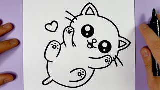 How to Draw Cute Baby Kitten EASY  HAPPY DRAWINGS [upl. by Zacherie]