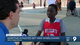 Adaptive athletes get new wheelchairs at Gridley Middle School [upl. by Sadonia]