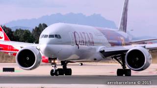 FULL HD Qatar Airways 77W Fútbol Club Barcelona at BarcelonaEl Prat [upl. by Aihseit]