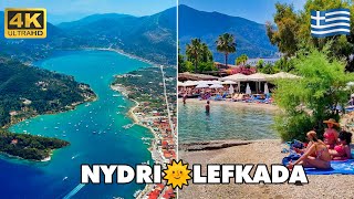 NYDRINidri 🌞 Lefkada Island  Greece 🇬🇷  Beautiful Beach 🏖️  Picturesque Town 4K UHD [upl. by Roswald415]