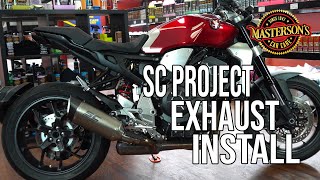 SC Project Exhaust Install  Full Detailed Tutorial  Honda CB1000R [upl. by Telimay]