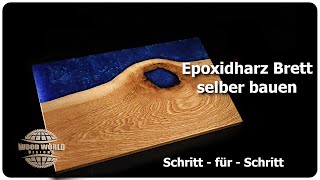 Epoxidharz Servierbrett  Schneidebrett selber machen  DIY Epoxy river cutting board [upl. by Arelc320]