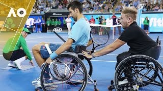 Novak Djokovic plays wheelchair tennis  Australian Open 2017 [upl. by Rutger]