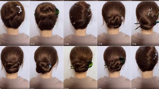 50 treandy hairstyles Simple n easy hairbun hairstyle  easy party hairstyles hairstyle for saree [upl. by Natasha]