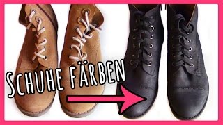 SCHUHE FÄRBEN Tutorial  So einfach gehts [upl. by Revlis391]