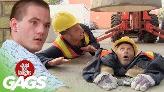 Man Crushed by Cement Prank  Just For Laughs Gags [upl. by Fidelity]