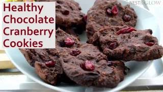 4 Ingredient Chocolate Cranberry Cookies  Healthy and Vegan [upl. by Ayekel]