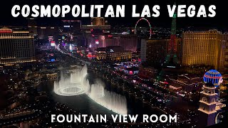 The Cosmopolitan Las Vegas  Terrace Suite Fountain View Room Night Time [upl. by Quinby]