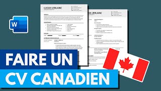 Comment Faire un CV Canadien 2024  Normes et Modèle Gratuit [upl. by Edecrem]