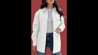 EVALESS Quilted Jackets for Women Lightweight Long Sleeve Button Down Puffer Jacket Warm Winter Coat [upl. by Rosenfeld983]